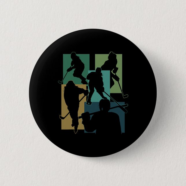 Lustiger Eishockey-Puck-Schläger-Winterspiel Eisho Button (Vorderseite)