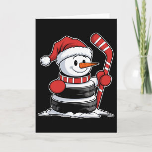 Lustiger Eishockey Schneemann Weihnachtsmann Hut W Karte