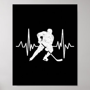 Lustiger Eishockeyspieler Torwart Herzschlag Hocke Poster