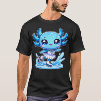 Lustiger Eisläufer Lustiger Axolotl Eislaufen T-Shirt