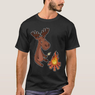 Lustiger Elch Camping Lagerfeuer Zelte Pfadfinder T-Shirt
