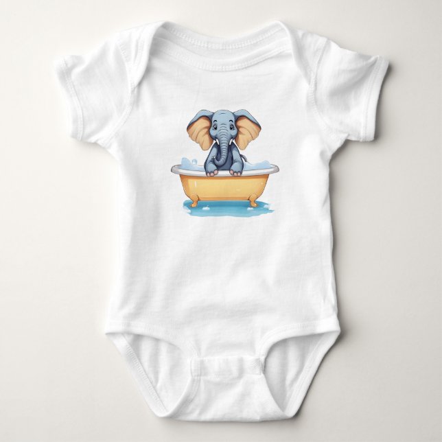lustiger Elefant in der Badewanne Baby Strampler (Vorderseite)