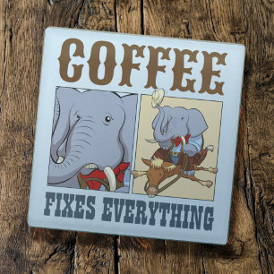 Lustiger Elefant Kaffee macht alles besser Cartoon Glasuntersetzer