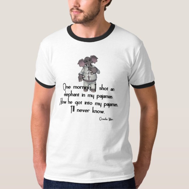 Lustiger Elefant KRW in Pyjama-Groucho Marx-Zitat T-Shirt (Vorderseite)