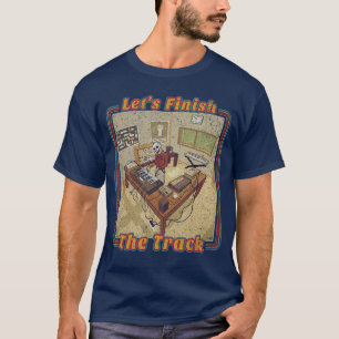 Lustiger elektronischer Musikproduzent mit Synthes T-Shirt