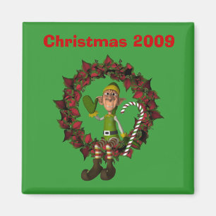 Lustiger Elf am Kranz-Weihnachtsfeiertag Magnet