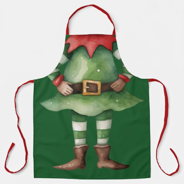 Lustiger Elf-Körper-Weihnachtsgeschenk Schürze (Vorderseite)