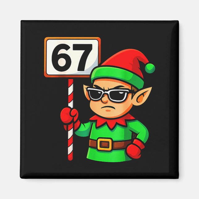 Lustiger Elf Sechs Sieben 6 7 Meme Weihnachtskostü Magnet (Vorne)