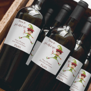 Lustiger Elf Weihnachts Elf Wein Weinetikett