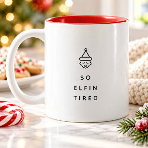 Lustiger ELF Weihnachtsmorgen Strumpfbefüllung Zweifarbige Tasse