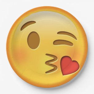 Lustiger emoji Kuss-Pappteller Pappteller