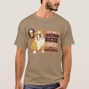 Lustiger Englisch Bulldogge Bier Trinkender Welpe T-Shirt