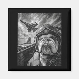 Lustiger englischer Bulldogge Selfie-Kampfflugzeug Magnet