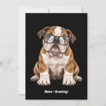 Lustiger englischer Bulldoggen-Welpe mit Brille Ku