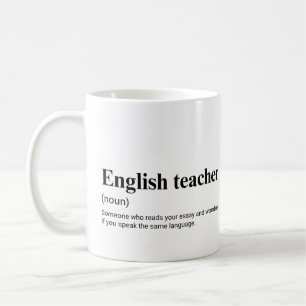 Lustiger Englischlehrer unterrichtet Definition Kaffeetasse