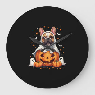 Lustiger English Bulldog Geist Boo Halloween Damen Große Wanduhr