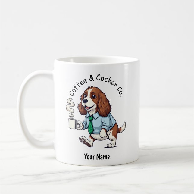 Lustiger English Cocker Spaniel Geschäftsanzug Kaf Kaffeetasse (Links)
