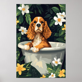 Lustiger English Cocker Spaniel im Badewanne-Poste Poster