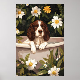 Lustiger English Springer Spaniel im Badewannen-Po Poster