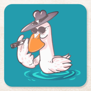 lustiger Entenboss-Cartoon Rechteckiger Pappuntersetzer