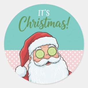 Lustiger entspannender Weihnachtsmann-Spa-Tag-Chri Runder Aufkleber