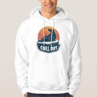Lustiger entspannter Bär auf Baumstumpf Camping So Hoodie