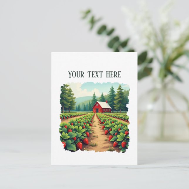 Lustiger Erdbeerhof anpassbar Postkarte (Stehend Vorderseite)