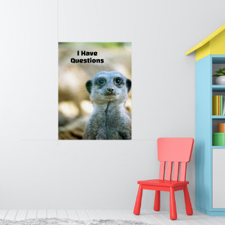 Lustiger Erdmännchen Ich habe Fragen Tier Humor Poster