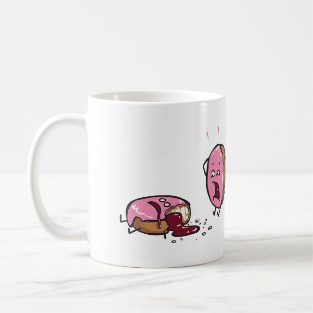 Lustiger ermordeter Krapfen-Cartoon Tasse (Links)