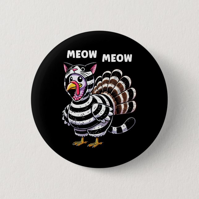 Lustiger Erntedank-Katze Truthahn Katze Männer Fra Button (Vorderseite)