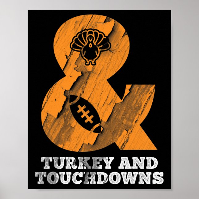 Lustiger Erntedank-Truthahn und Touchdowns Footll  Poster (Vorne)