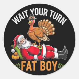 Lustiger Erntedank Weihnachten Truthahn Vs Santa F Runder Aufkleber