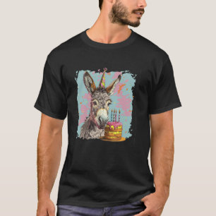 Lustiger Esel ist zur Geburtstagsfeier für Pferd e T-Shirt