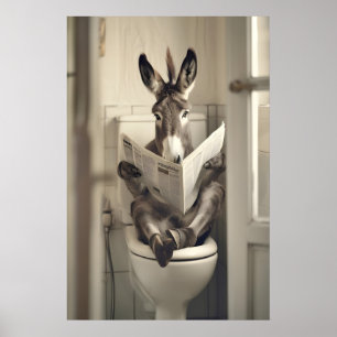 Lustiger Esel-Toiletten-Zeitungsdruck, Whimsical Poster