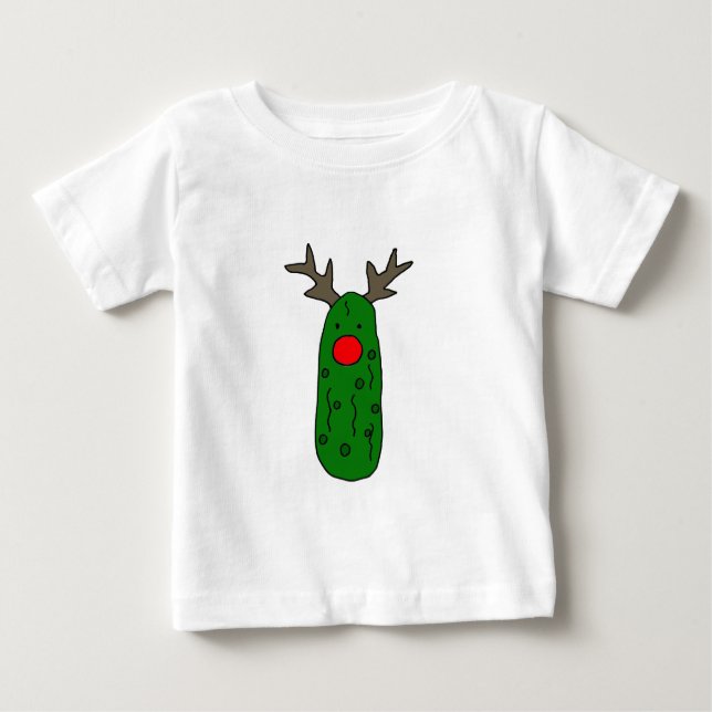 Lustiger Essiggurken-Weihnachtsren-Cartoon Baby T-shirt (Vorderseite)