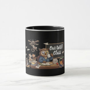 Lustiger Eulen-Lehrer-Chaos - Whimsische Waldtiere Tasse
