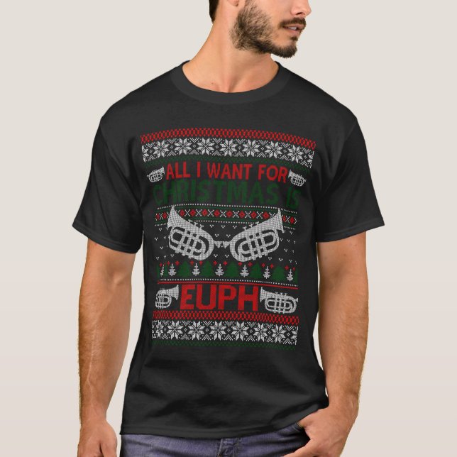Lustiger Euph hässlicher Weihnachtspullover-Gesche T-Shirt (Vorderseite)