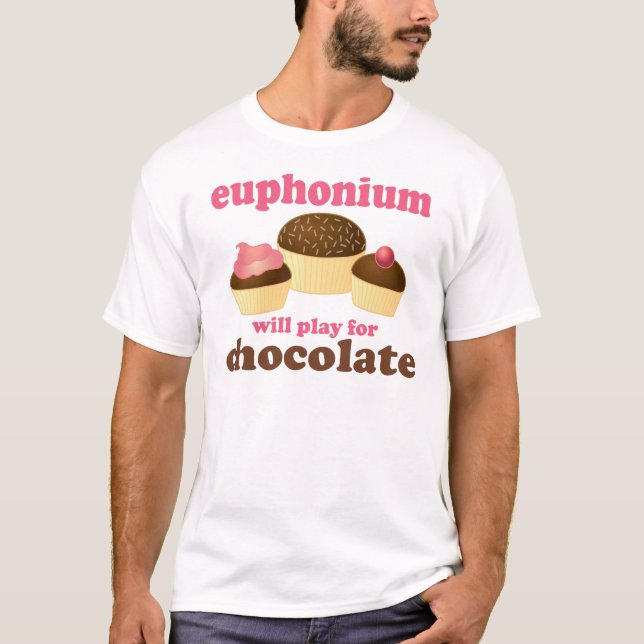 Lustiger Euphonium spielt für Schokolade T-Shirt (Vorderseite)
