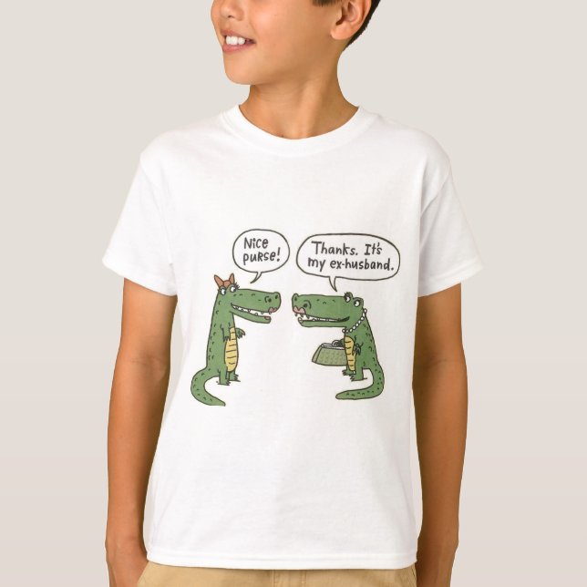 Lustiger ex Ehemann-Alligatorgeldbeutel T-Shirt (Vorderseite)
