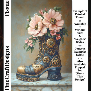 Lustiger extremer Steampunk-Stiefel, florale DG2L- Seidenpapier