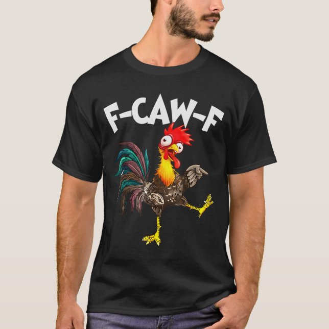 Lustiger F-awk-f Huhn F-caw-f Hahn Pun Retro  T-Shirt (Vorderseite)