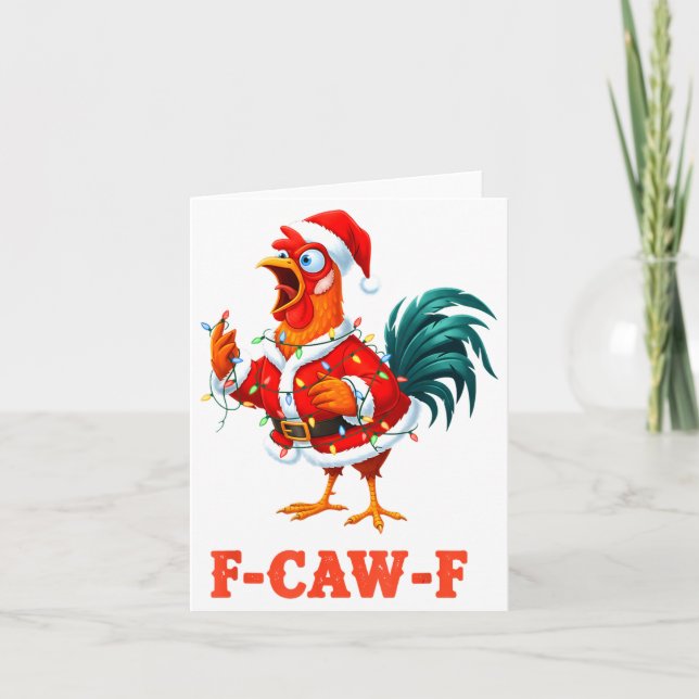 Lustiger F-caw-f Huhn Humor Weihnachtsmann Hahn Ch Karte (Vorderseite)