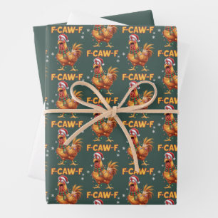Lustiger F Caw F Hühner-Weihnachten schreiender Ha Geschenkpapier Set