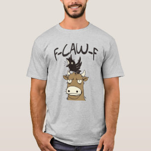 Lustiger F-Krä-Krä Schwarzer Krähe Auf Kuhkopf T-Shirt
