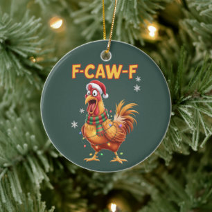 Lustiger F-Krähen-F-Huhn-Weihnachten-Schreiender H Keramik Ornament