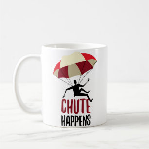 Lustiger Fallschirmspringer Schirm passiert Fallsc Kaffeetasse