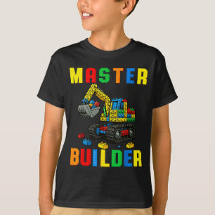 Lustiger Familien-Meister-Erbauer, der Bausteine u T-Shirt
