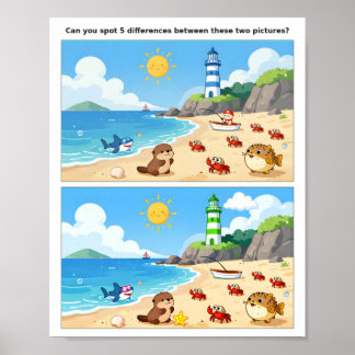 Lustiger Familien-Spot-the-Difference-Poster – Kin Poster