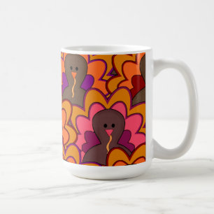 Lustiger farbenfroher Truthahn-Tag-Becher Kaffeetasse