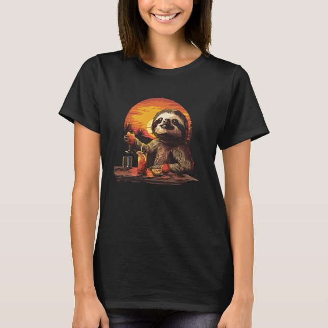Lustiger fauler Faultier-Barkeeper T-Shirt (Vorderseite)